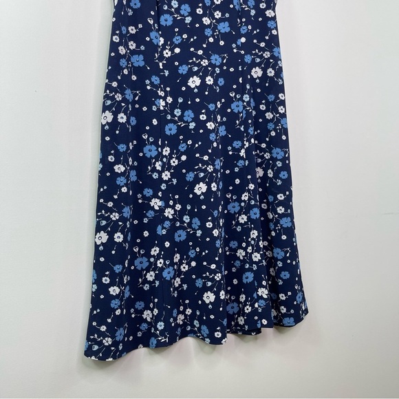 Michael Michael Kors Blue Florals Short Sleeve Silhouette Ruffle Dress small - Picture 3 of 5